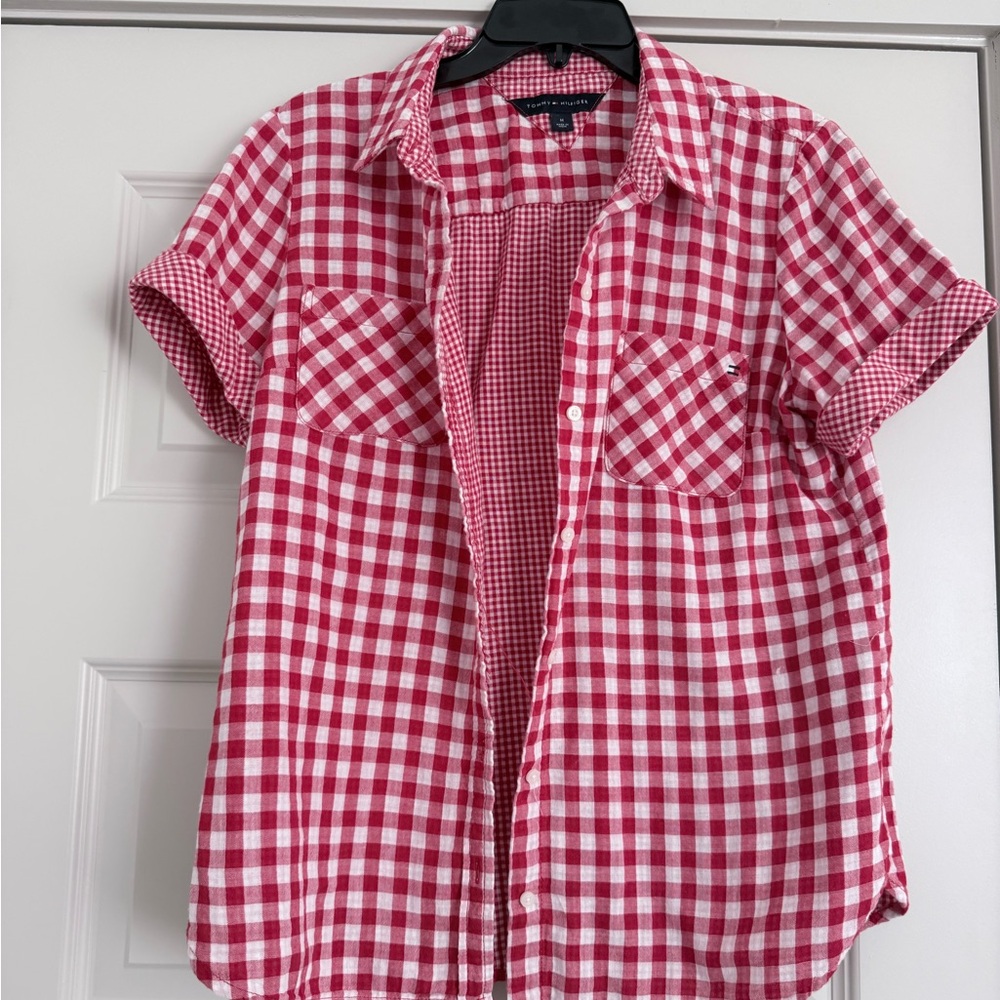 Tommy Hilfiger Red & White Gingham Button-Down Shirt
